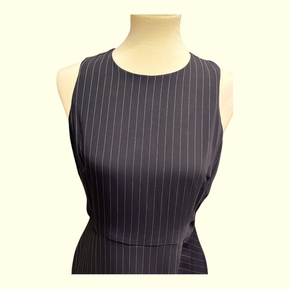 Not Available WHBM White and Black Pinstriped Asymmetrical Dress - Picture 6 of 8